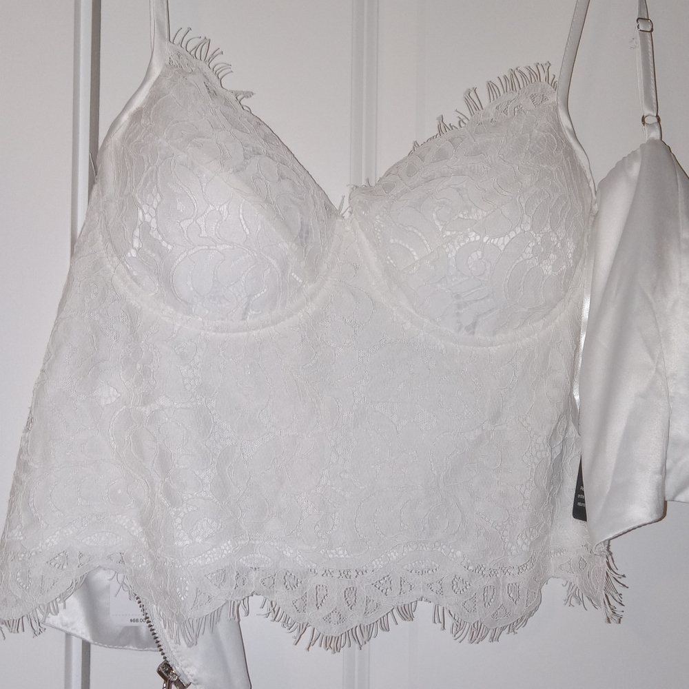 Express White Satin Lace Corsette
